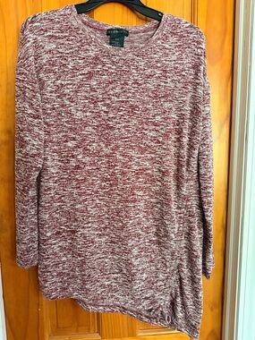Design History Burgundy & White Marled Pullover